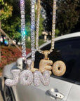Custom Bubble Letters Initial White Gold Finish A-Z Alphabet Full Iced Out 14k