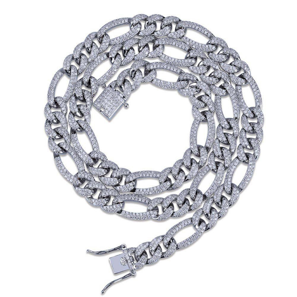 10mm Iced out Figaro chain White gold cuban link chain ifandco shopgld