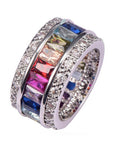 multicolored gemstone ring princess cut vvs affordable hip hop jewelry
