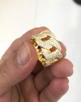 Baguette Miami Cuban link ring yellow gold silver ifandco vvs diamond affordable hip hop jewelry