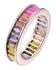 multicolored baguette diamond gemstone ring ifandco affordable hip hop jewelry
