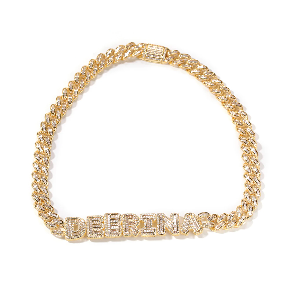 miami cuban links baguette custom a-z letter shopgld ifandco hip hop jewelery bracelet