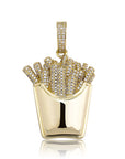 Emoji french fries pendant & necklace with free matching chain free shipping white gold diamond emoji necklace chain