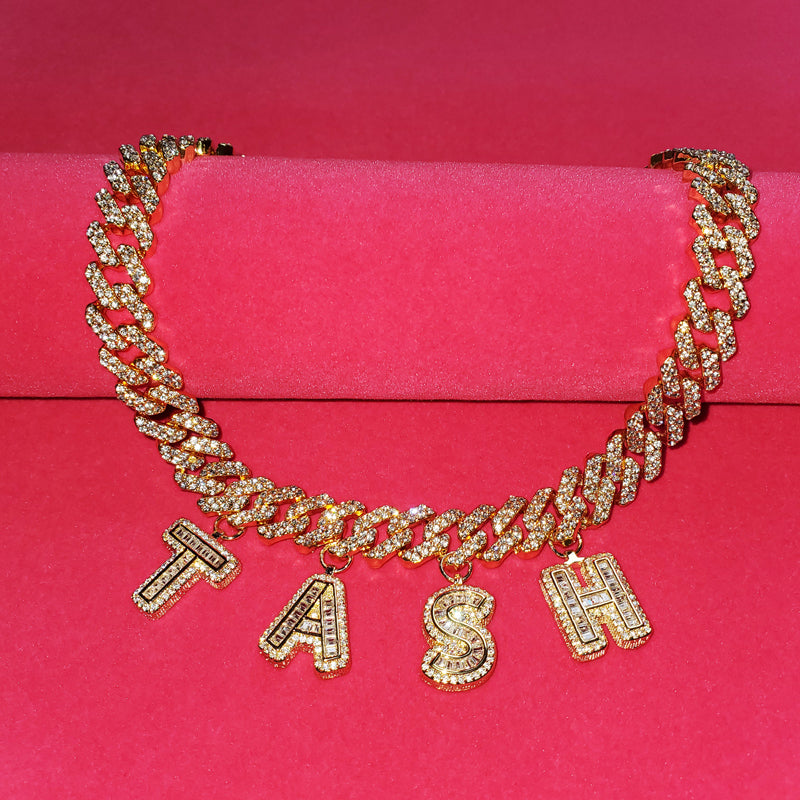miami cuban links baguette custom a-z letter shopgld ifandco hip hop jewelery