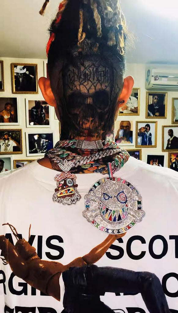 20mm glow in the dark enamel cuban link necklace chain as seen on Travis Scott Melted Utopia dream
