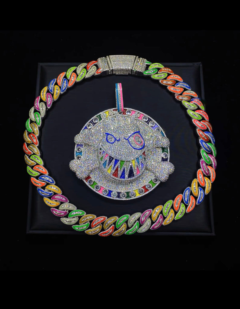20mm glow in the dark enamel cuban link necklace chain as seen on Travis Scott Melted Utopia dream