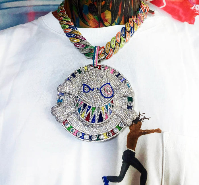 20mm glow in the dark enamel cuban link necklace chain as seen on Travis Scott Melted Utopia dream