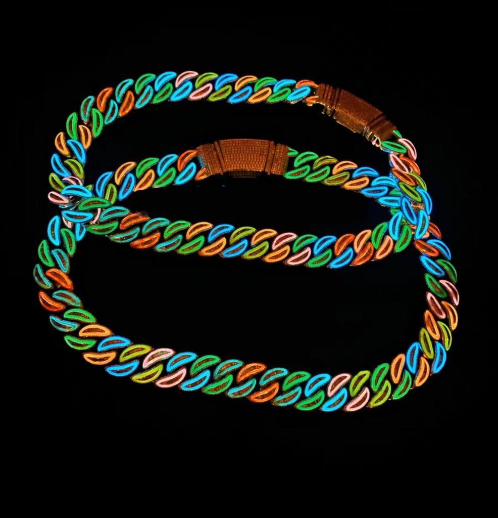 20mm glow in the dark enamel cuban link necklace chain as seen on Travis Scott Melted Utopia dream