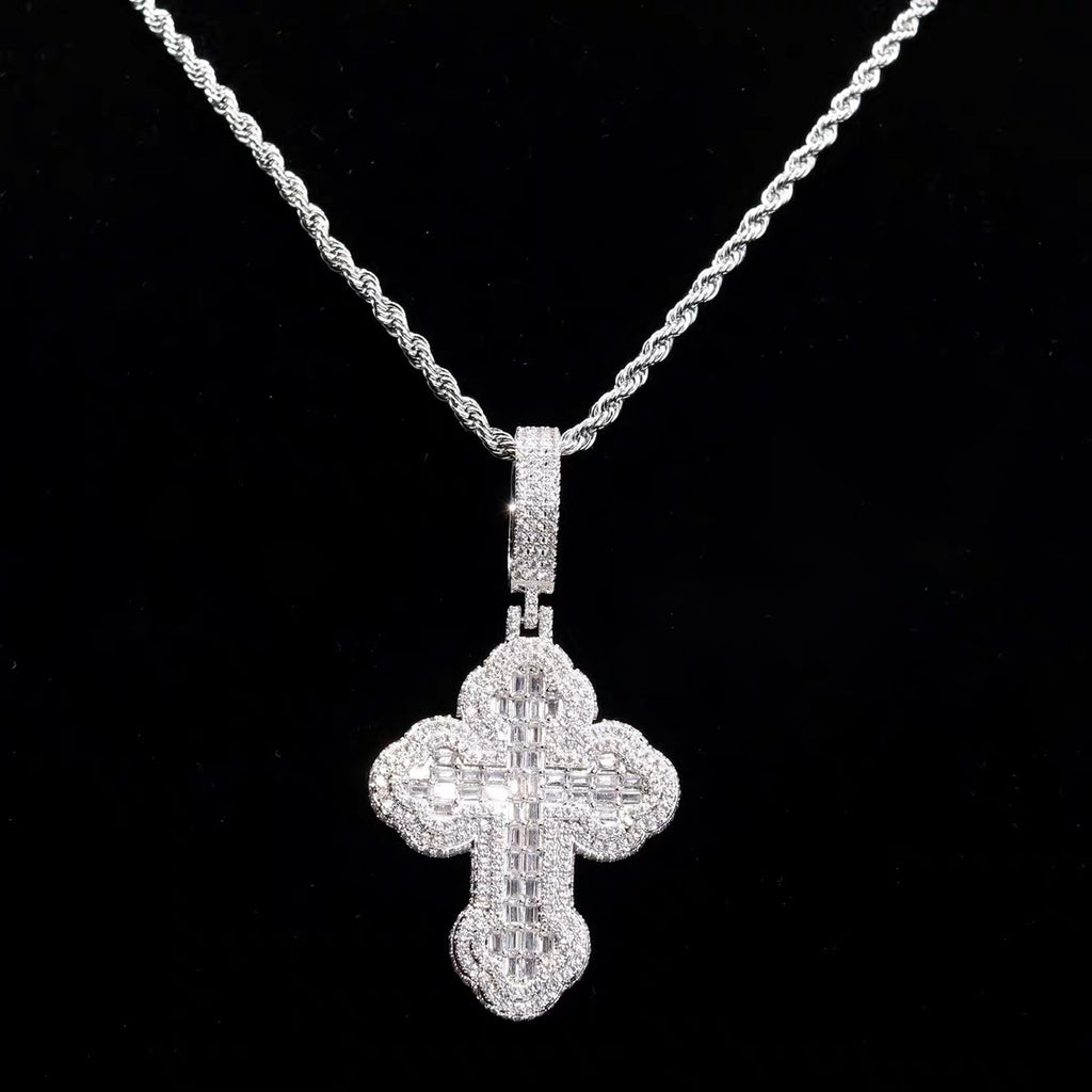 Vintage Baguette cross deluxe tyga diamond necklace pendant chain hip hop jewelry rappers high end custom jewelers hollywood celebrities migo travis scott gld