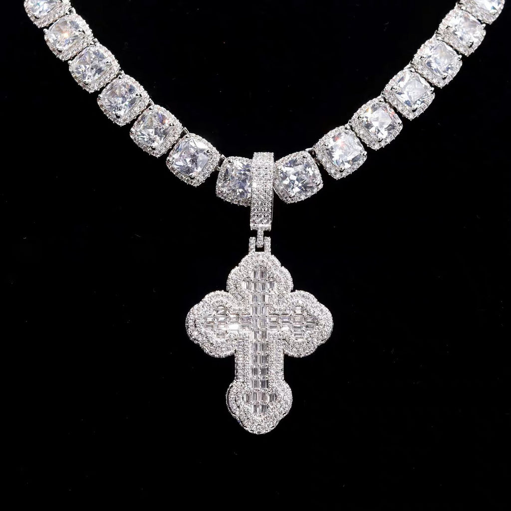 Vintage Baguette cross deluxe tyga diamond necklace pendant chain hip hop jewelry rappers high end custom jewelers hollywood celebrities migo travis scott gld