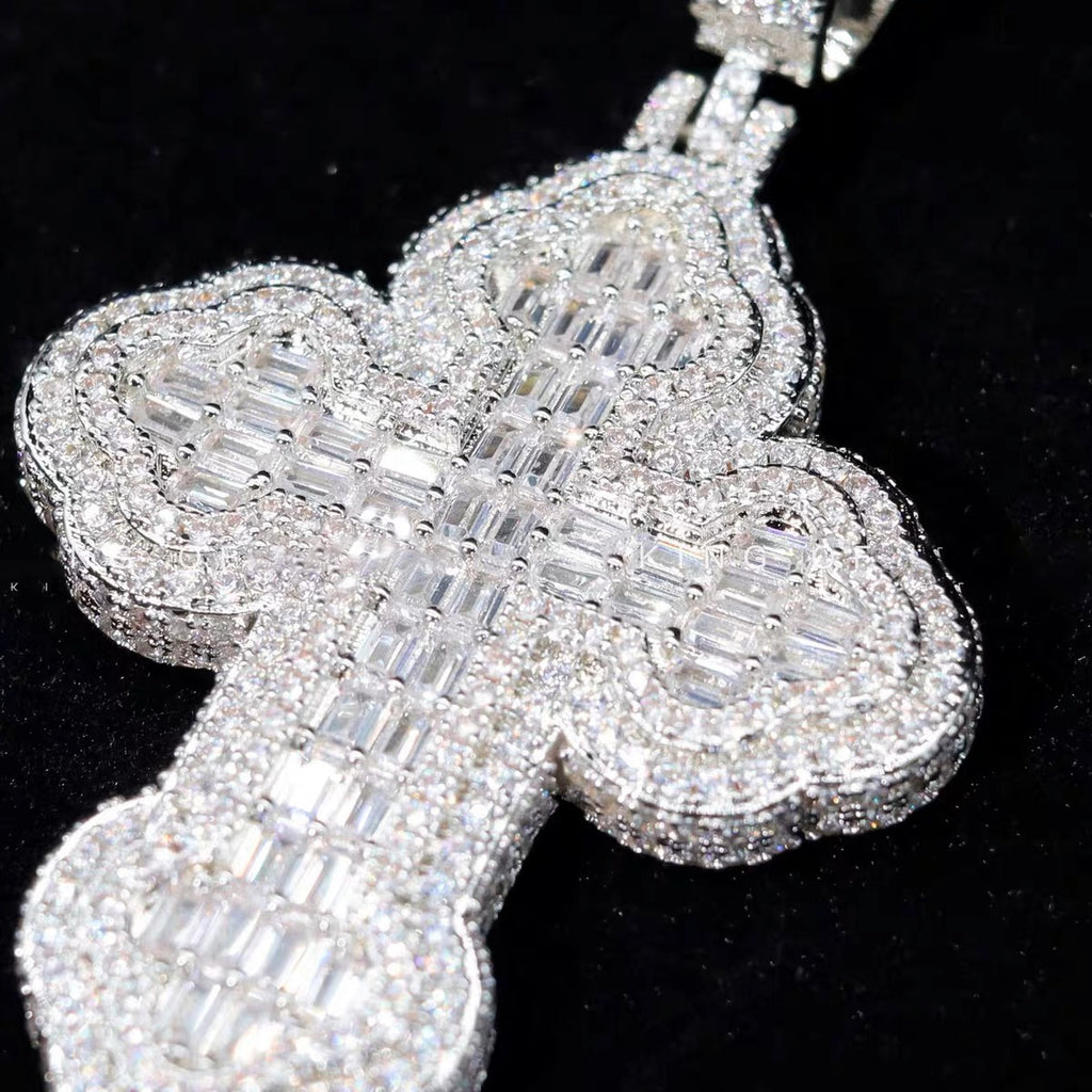 Vintage Baguette cross deluxe tyga diamond necklace pendant chain hip hop jewelry rappers high end custom jewelers hollywood celebrities migo travis scott gld