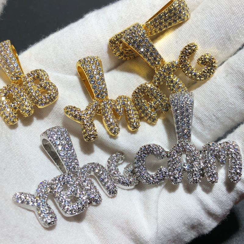 custom bubble letter pendant necklace free chain shopgld ifandco celebrities jewelers vvs