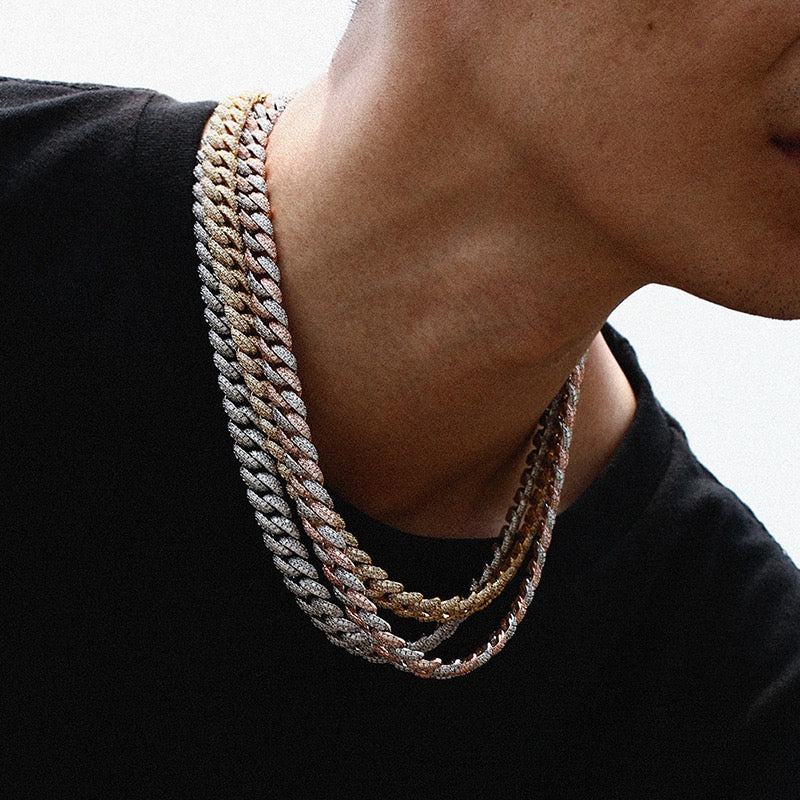 Fully iced 3D Bubble 10mm diamond cuban link necklace chain Yellow Gold high end fine jewelry ifandco jewelers travis scott