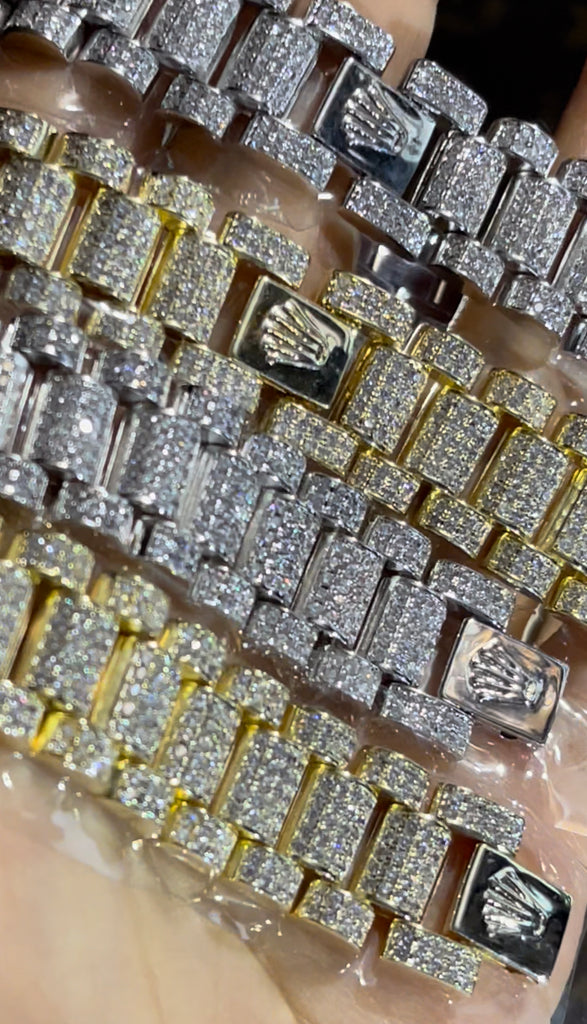 Rolex Presidential bracelet 9ct Gold Rolex Style Iced Out Presidential Bracelet diamond