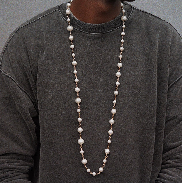 Asap Rocky pearl interlaced twist link necklace chain - Yellow