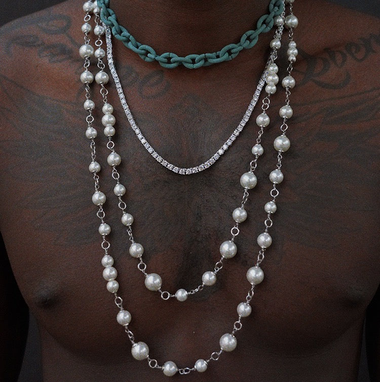 Asap Rocky pearl interlaced twist link necklace chain - Yellow