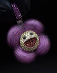superflat first love monorgram flower fidget spinner TAKASHI MURAKAMI Super Flat, First Love, Flower screenprint in colors with Platinum leaf pendant with matching chain necklace