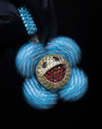 superflat first love monorgram flower fidget spinner TAKASHI MURAKAMI Super Flat, First Love, Flower screenprint in colors with Platinum leaf pendant with matching chain necklace
