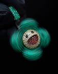 superflat first love monorgram flower fidget spinner TAKASHI MURAKAMI Super Flat, First Love, Flower screenprint in colors with Platinum leaf pendant with matching chain necklace