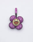 superflat first love monorgram flower fidget spinner TAKASHI MURAKAMI Super Flat, First Love, Flower screenprint in colors with Platinum leaf pendant with matching chain necklace
