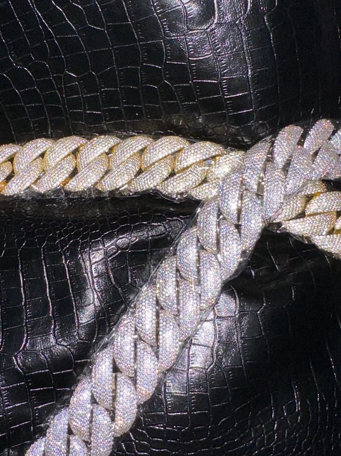 23mm diamond rounded bubble cuban links necklace/bracelet chain 3D diamons vvs ifandco shopgld
