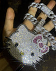cardi b sister hennessy carolina hello kitty necklace tiktok hello kitty fully iced diamond necklace chain buy now custom jewelers
