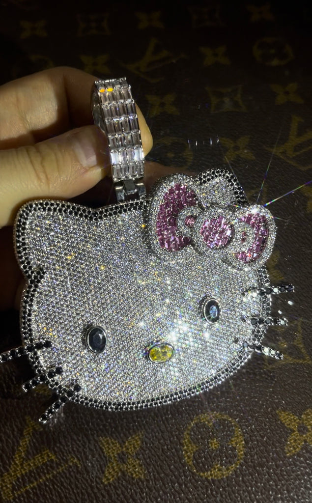 cardi b sister hennessy carolina hello kitty necklace tiktok hello kitty fully iced diamond necklace chain buy now custom jewelers