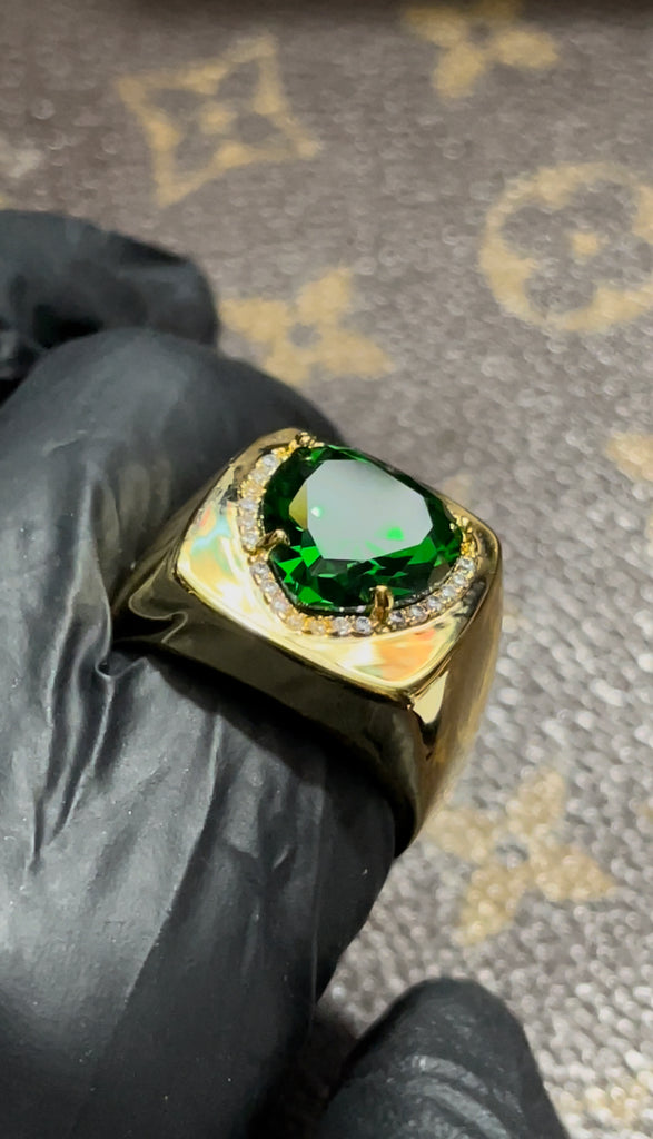 Tyler the creator green heart ring emerald diamond custom made diamond vvs ifandco