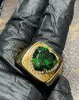 Tyler the creator green heart ring emerald diamond custom made diamond vvs ifandco