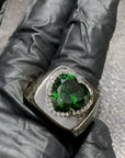 Tyler the creator green heart ring emerald diamond custom made diamond vvs ifandco