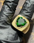 Tyler the creator green heart ring emerald diamond custom made diamond vvs ifandco