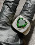 Tyler the creator green heart ring emerald diamond custom made diamond vvs ifandco