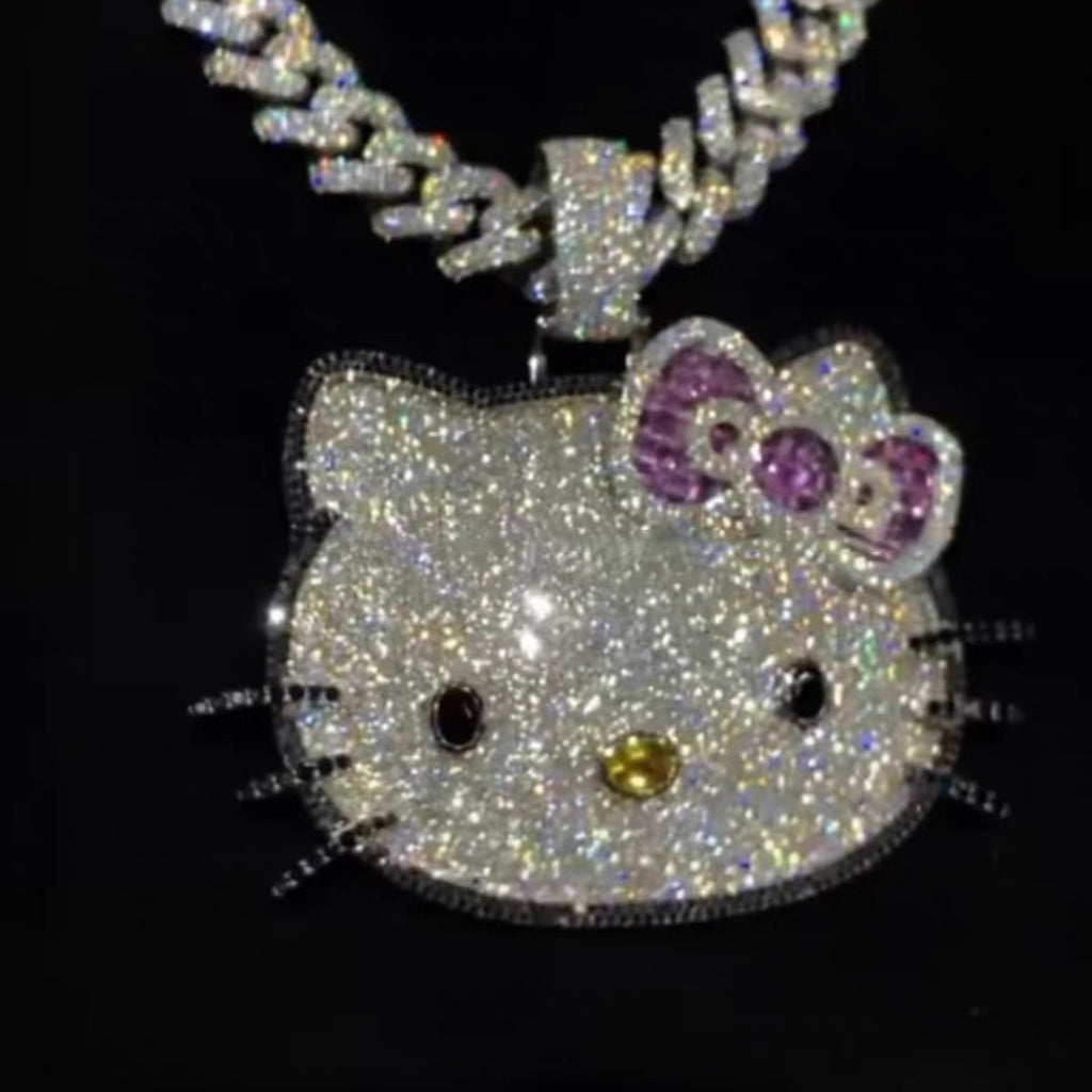 ifnandco custom hello kitty diamond pendant necklace chain iced out ben baller