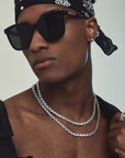 rectangle radiant cut diamond tennis link necklace chain diamond white gold travis rapper hip hop jewelery jewelers celebrity