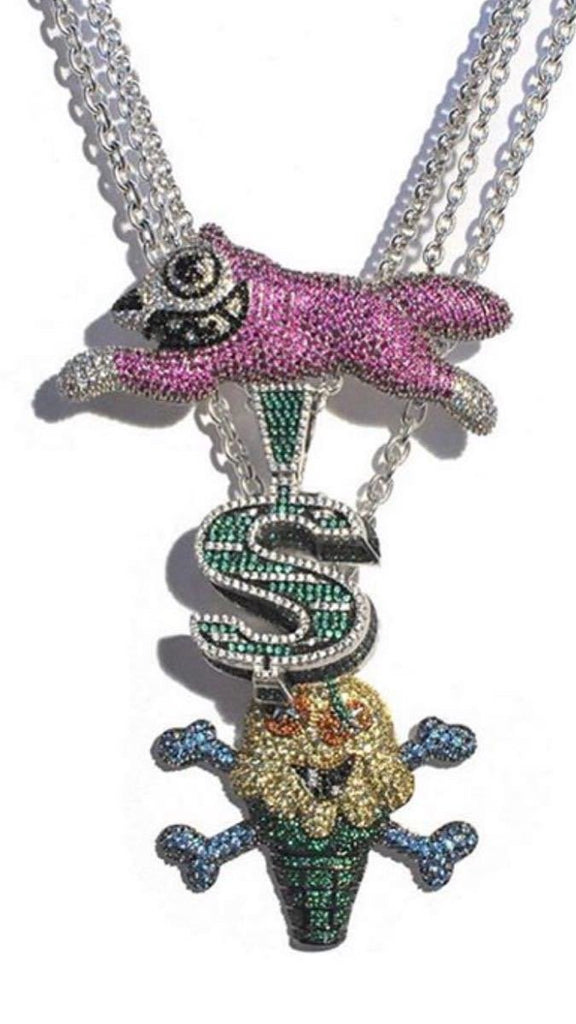 bbc icecream nigo bbc dog pendant necklace chain diamond ifandco gh00o00st
