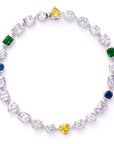 Pharrell Williams grills are studded with sapphires, rubies and emeralds. INFINITY GAUNTLETS jewelry diamond choker jacob & co short necklace gemstone heart Gabby Elan Jewelry infinity stone grillz grill grills
