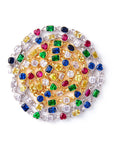Pharrell Williams grills are studded with sapphires, rubies and emeralds. INFINITY GAUNTLETS jewelry diamond choker jacob & co short necklace gemstone heart Gabby Elan Jewelry infinity stone grillz grill grills