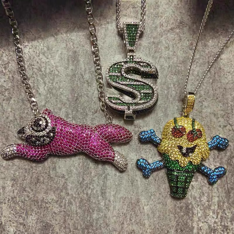 bbc icecream nigo bbc dog pendant necklace chain diamond ifandco gh00o00st