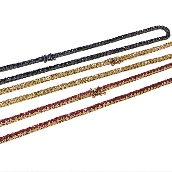 Tennis necklace Diamond link in Multi-colored