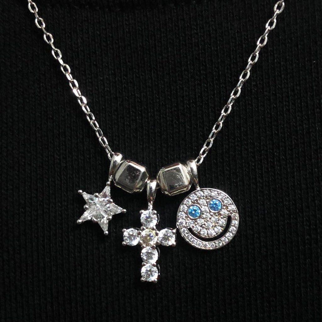 EYEFUNNY smiling face pendant necklace chain diamond vvs アイファニー POGGY KIM JONES VIRGIL JBALVIN