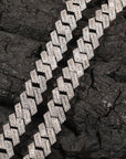 fully iced out 12mm curb cuban link necklace chain in baguette diamond White Gold shopgld