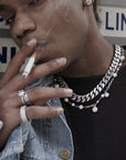 Asap Rocky pearl necklace Chanel cuban links chain with beads vlone playboi carti jeweler diamond gold