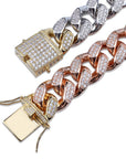 Miami Cuban Chain 14mm 18mm tri-colored Necklace Chain For Men Gold Silver Color Iced Out Micro Pave Cubic Zircon Hip Hop Jewelry shopgld