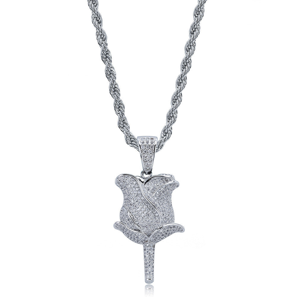 valentines gift rose pedant necklace free matching chain icebox diamond elliot eliantte