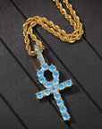 blue topaz Ankh pendant necklace chain diamond tyler the creator asap rocky playboi carti ben baller