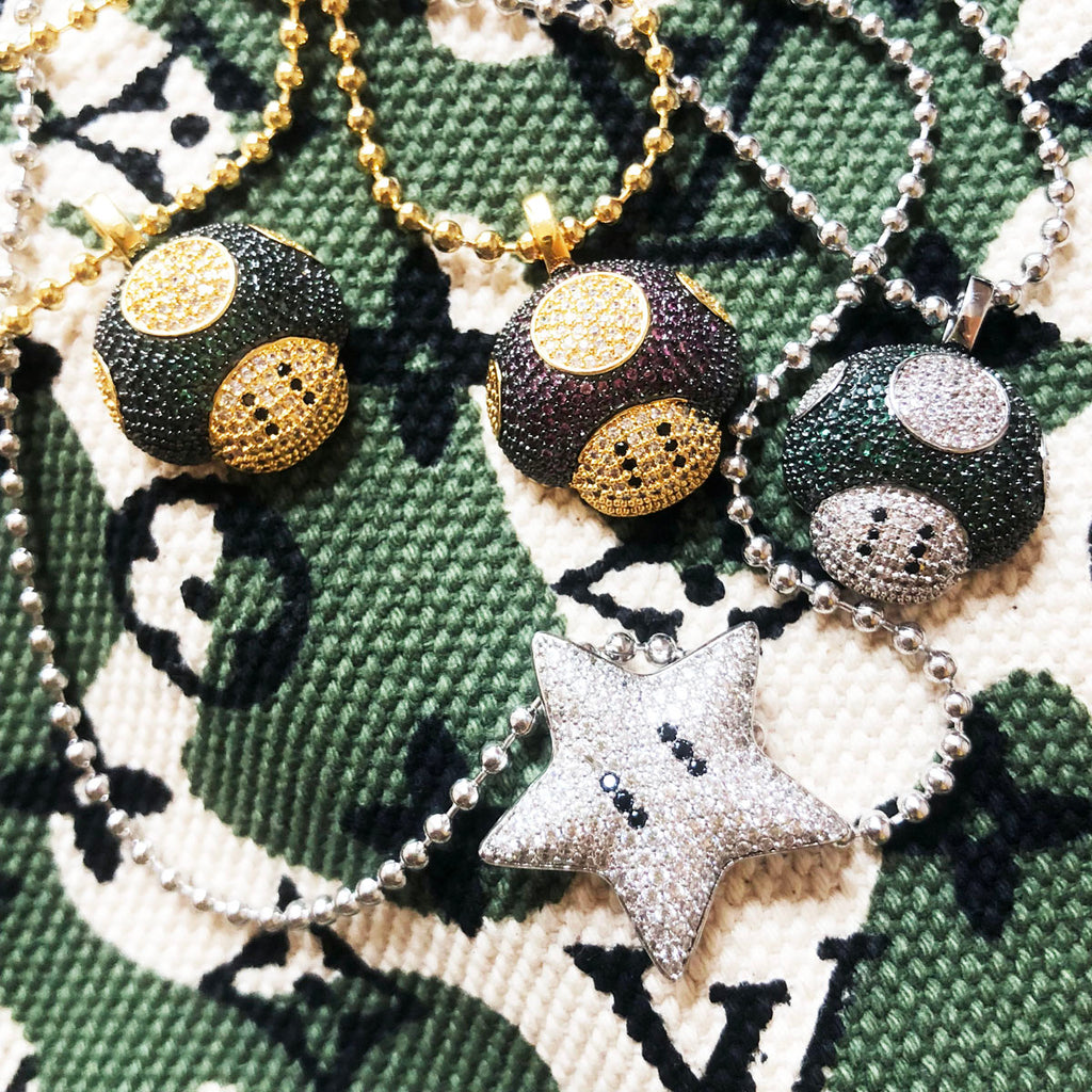 Super mario bro's star pendant necklace ball chain free matching chain ifandco pharrell mushroom
