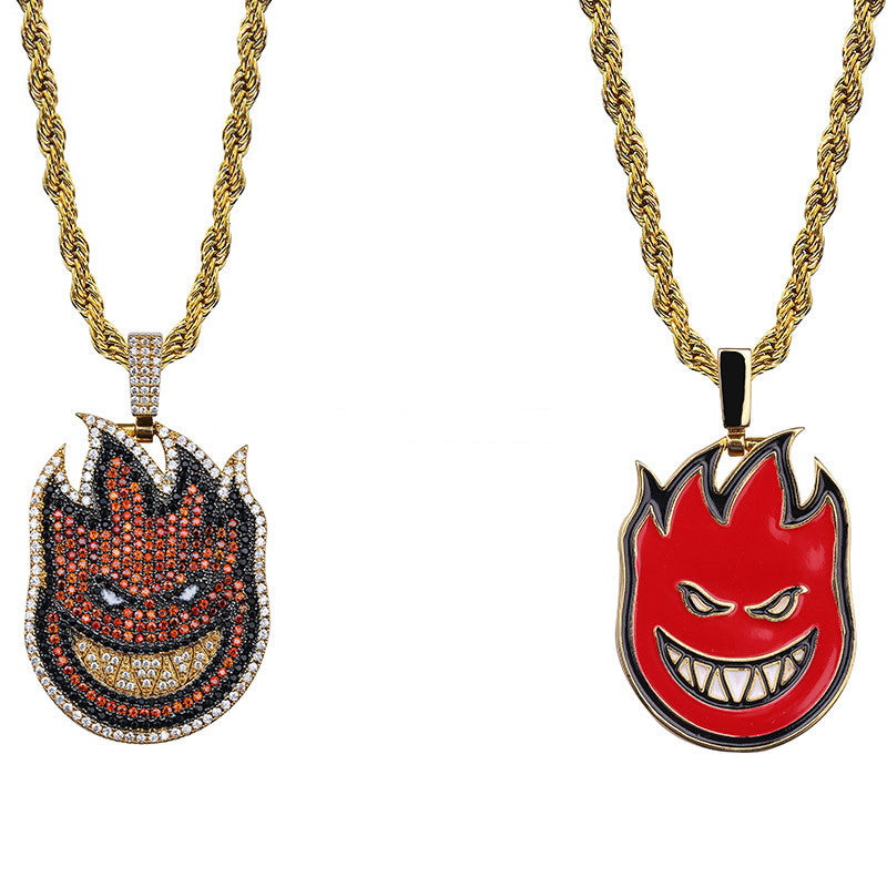 Custom Flame reversed travis pendant necklace chain