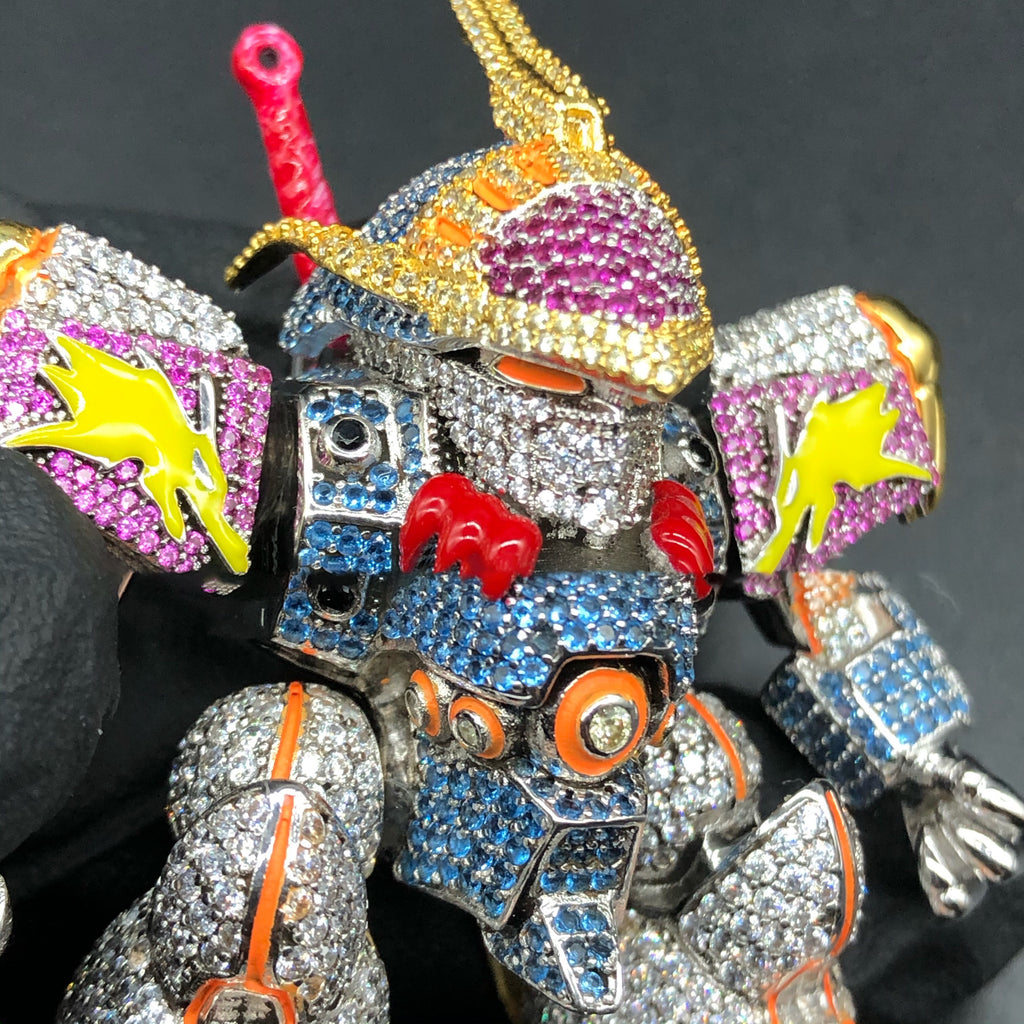 fully iced Mashin Hero Wataru Ryujinmaru fully iced and glow in the dark pendant necklace diamond chain set