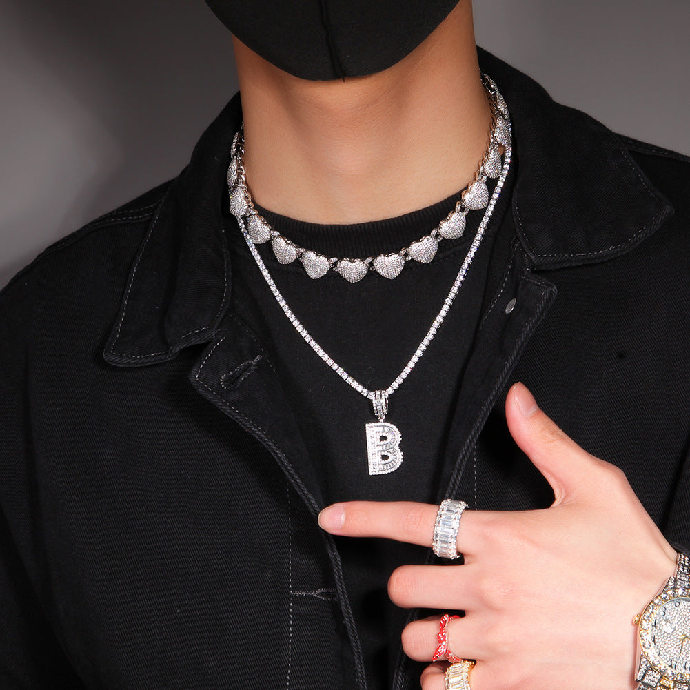Fully iced interlaced heart 3D links necklace chain egan Thee Stallion hip hop jewelry celebrities jewelers diamond necklace bracelet ankle ring