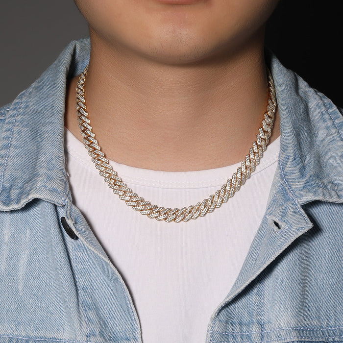 curb cuban link 10mm diamond necklace chain fully iced custom clasp diamond ifandco